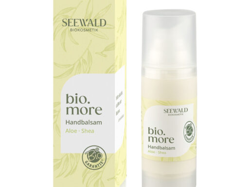 bio.more Handbalsam Aloe Shea von SEEWALD, Flasche mit weißem Etikett